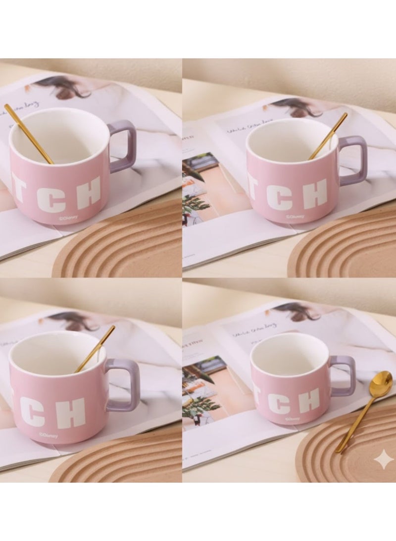 Disney Stitch Pink Ceramic Mug with Lid – Cute Cartoon Coffee Cup Gift Set with Gift Bag | Large Capacity Tea, Milk & Hot Chocolate Mug for Kids, Girls & Adults - Image 3